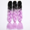 ShowJarlly Box Braid Hair Extensions, 24inch Black/Light purple ​Ombre Jumbo