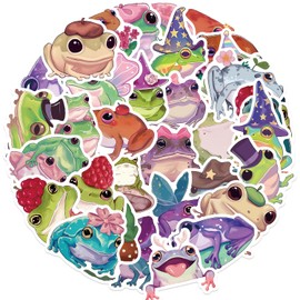 Frog Stickers,50 PCS Frog Vinyl Waterproof Decals for Water Bottles Computer Bicycle Skateboard Luggage Phone Pad Laptop Kids Teens Stickers Pack