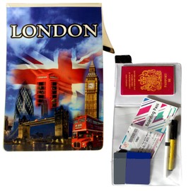 Streetart/Iconic Travel Wallet Organiser Family Personal Document Passport Holder Case Pouch - 6 Pockets Holiday Ticket Water Resistant Mens Womens (London Montage)