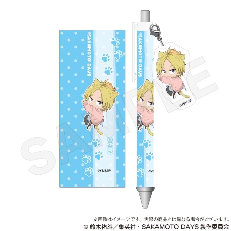 SAKAMOTO DAYS Asakura Shin Ballpoint Pen with Charm, Stick-on Nyan