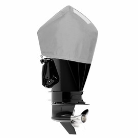 TeBaisea Outboard Motor Cover for Mercury, Heavy Duty Waterproof Boat Motor Cover with Mesh Vented, Fit 175HP, 200HP, 225HP, 175 PRO XS 4 Stroke V6 3.4L(Grey), Size-M710-V