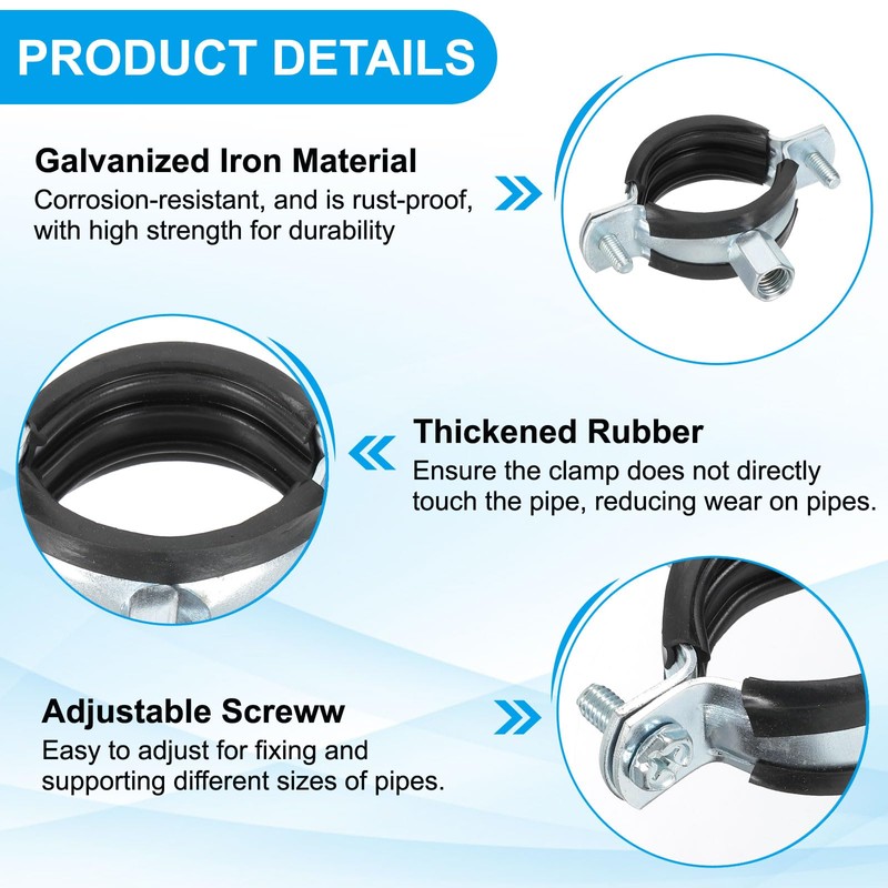 PATIKIL 0.9"-1.1"/23-28mm Split Ring Pipe Hanger, 2 Pcs Heavy Duty