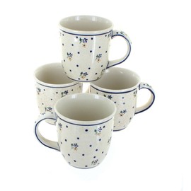 Blue Rose Polish Pottery Country Meadow 4 Piece Mug Set