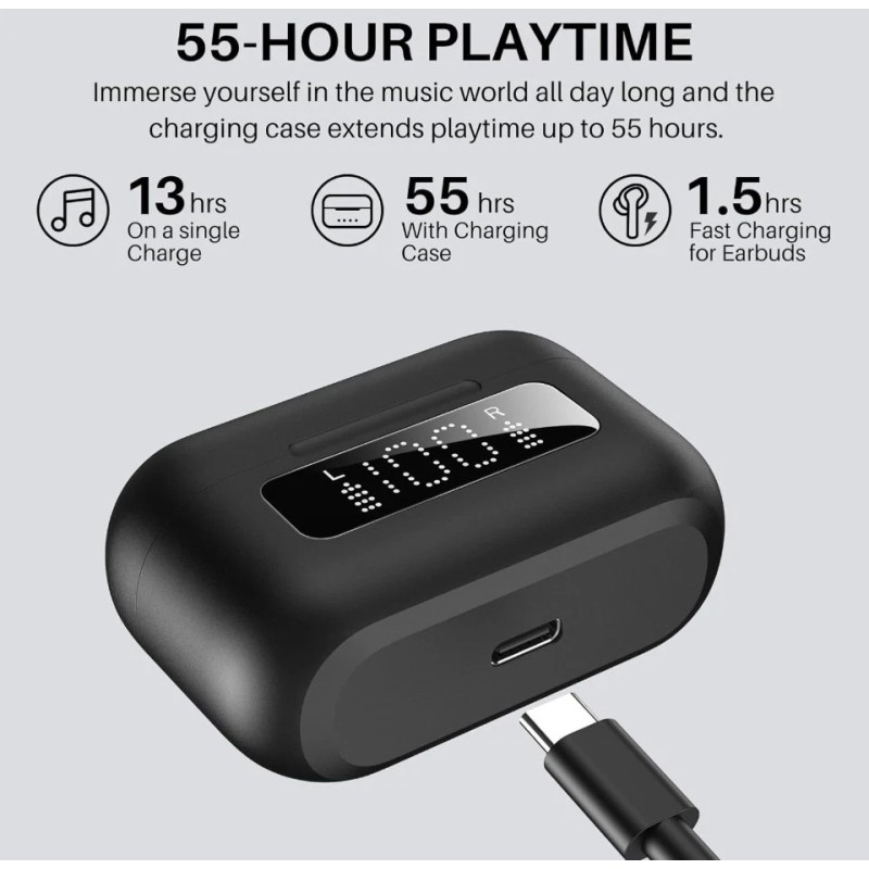 TOZO Hybrid Active Noise Cancelling Wireless Earbuds with 6 Mics