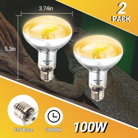 REPTI ZOO 2PACK Reptile Heat Lamp Bulb, 100W Full Spectrum UVA UVB Sun Lamp, Self-Ballasted Vapor Basking Lamp for Bearded Dragon Gecko Lizard Snake Chameleons Turtle Chicken