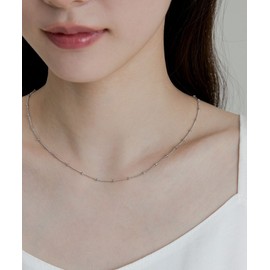 Gold&Deer 14KGP point line necklace white gold / 골드앤디어 14KGP 포인트 라인 목걸이 화이트골드