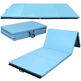 Giantex 4'x10'x2" Gymnastics Mat Folding Panel Thick Gym Fitness Exercise Christmas Gift (Blue)