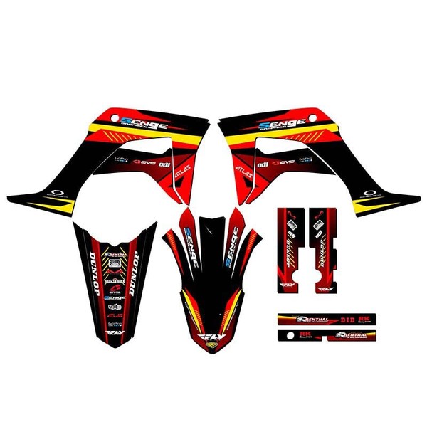2019-2023 CRF 125 Surge Red Senge Graphics Base Kit Compatible