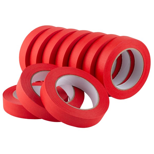 Lichamp 10 Pack Red Painters Tape 1 inch, Medium Adhesive