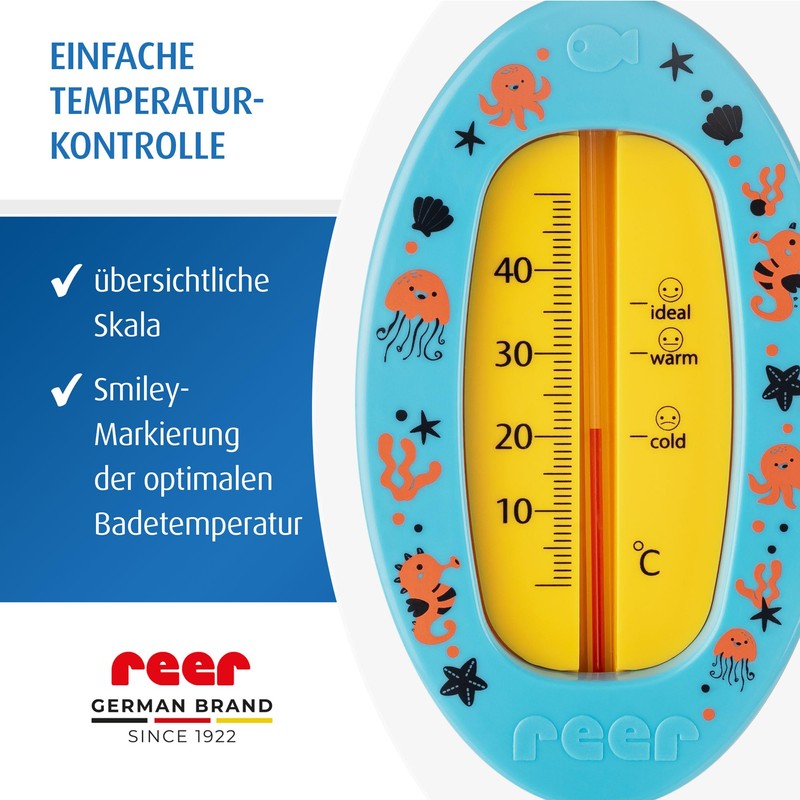 reer Oval Baby Bath Thermometer, Child-Safe Bath Thermometer, Optimal Bath