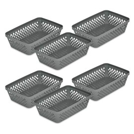Glad Plastic Storage Basket Set - Multipurpose Drawer Trays, Kitchen Pantry Containers, and Bathroom Bins - 6 Pack Medium Organizers, Grey