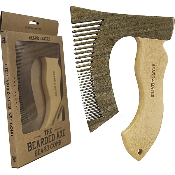 THE BEARDED AXE BEARD COMB | Original | Green Sandalwood/Boxwood