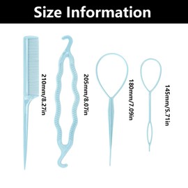 3PCS Hair Loop Pull Through Tool with Rat Tail Comb, Hair Braiding Tool, French Braid Loop Tool, For Making Women and Girls Hair Style (Pink)