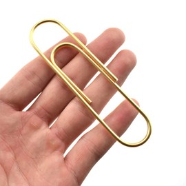 HAHIYO Paperclips 4 inch (100mm) Extra Large Paper Clips Sturdy Bright Gold Vinyl Coated Prevent Scratching Tearing The Pages for Bookmark Organize Home Office School 14 Pack