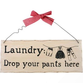 Hanging Sign | "Laundry: Drop Your Pants Here" | H:10cm W:25cm D:0.7cm | pack of 12