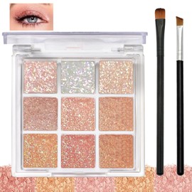 Eyeshadow Palette with Nude Shades, 9 Color Shimmer and Matte Eye Shadow Pallet, Natural Make-Up Palette, Long Lasting Highly Pigmented Eyeshadow for Women Smokey (Glitter-A)