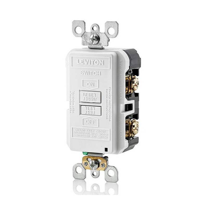Leviton Blank Face GFCI, 20 Amp, Self Test, LED Indicator