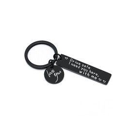 KOUJING Driving Safety Keyring Gift for Boyfriend, Drive Safe I Need You Here with Me Keychain Boyfriend Girlfriend Wife Gift, silver