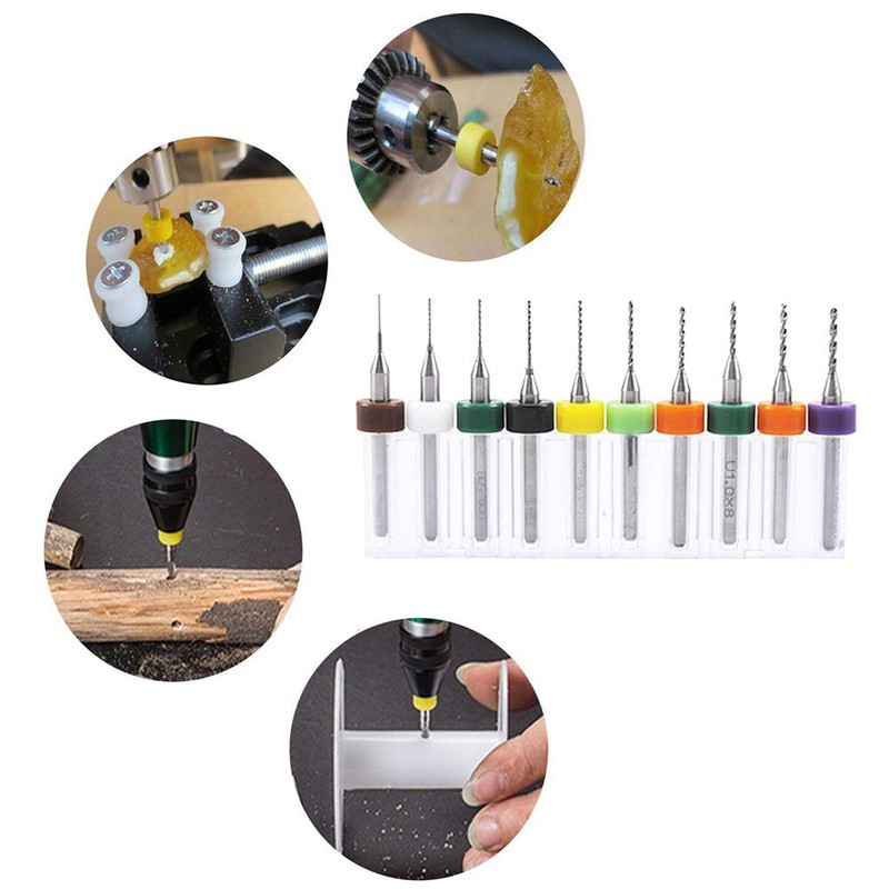 WayinTop 50pcs PCB Drill Bits Set Spiral Flute Carbide 0.3mm-1.2mm