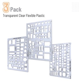 Mr. Pen- House Plan, Interior Design and Furniture Templates, Drafting Tools and Ruler Shapes for Architecture - Set of 3