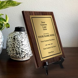 Signs ByLITA Custom Logo Wooden Award Plaque | Easel Mount Option | Upload Your Logo | Recognition of Achievement and Service Personalizable Plaques