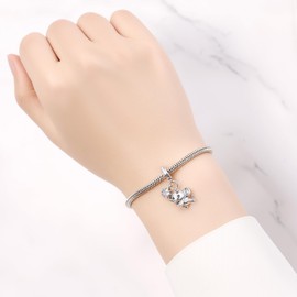 PANPOKI Charms 925 Sterling Silver Bead Charm for Women Compatible with European Bracelets and Necklaces, Sterling Silver, No Gemstone