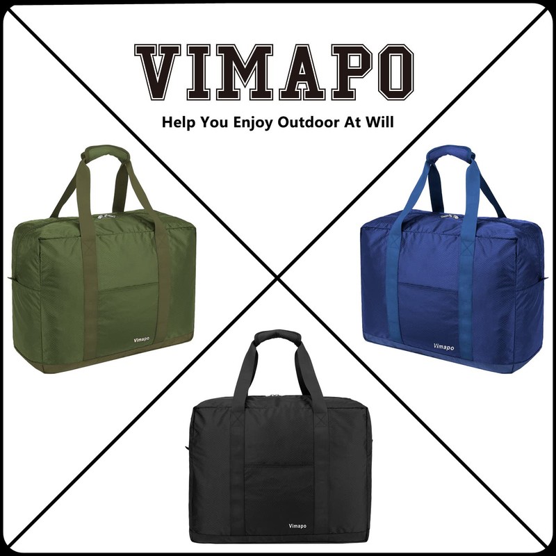 Vimapo Foldable Travel Duffle Bag with Trolley Sleeve 40L -