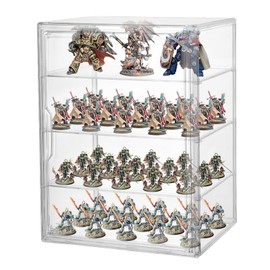 Clear Acrylic Miniature Storage Case Stackable Miniature Carrying Case for Collectibles Transport Action Figure Display case with Magnetic Door for Warhammer 40k Miniatures,Death Guard 40k