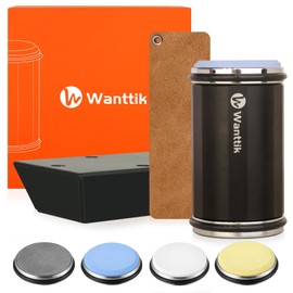 WANTTIK Rolling Knife Sharpener Kit, 4-in-1 w/Leather Strop & 4 Angles (15°/18°/20°/22°), Professional Sharpener for Kitchen/Hunting/Outdoor Knives, Great Gift