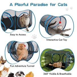 Tivray Outdoor Cat Enclosure, 3-in-1 Catio Outdoor Cat Enclosure with Tunnel for Outside and Indoor, Cat Tent Portable Catio Pet Playpen with Storage Bag for Kitty and Small Animals