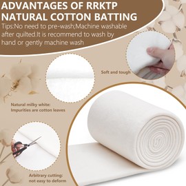 RRKTP Cotton Batting for Quilts,48" x 5 Yards Warm Soft Natural Batting for Quilting,Microwave Safe for Bowl Cozies,Batting for Sewing Crafts, Quilts,DIY and Wearable Arts