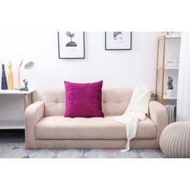 TangDepot Heavy Velvet Embossing Throw Pillow Cover, Classis Floral Anaglyph Velvet Fabric, Decorative Pillow Cover, Indoor/Outdoor Pillows Shell, Cushion Cover - (12" x 12", C23 Deep Magenta)