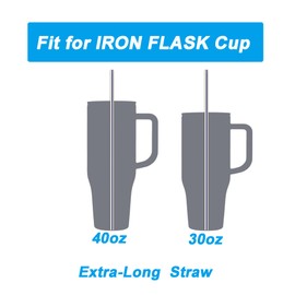 Metal Straws Reusable Compatible with IRON °FLASK 40oz Tumbler，Stainless Steel Metal Straw Compatible with IRON °FLASK 30oz Tumbler 4Pcs