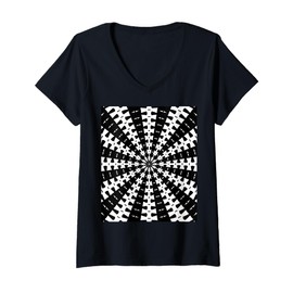 Womens Starlight Beam With Dovetail Pattern White On Black V-Neck T-Shirt
