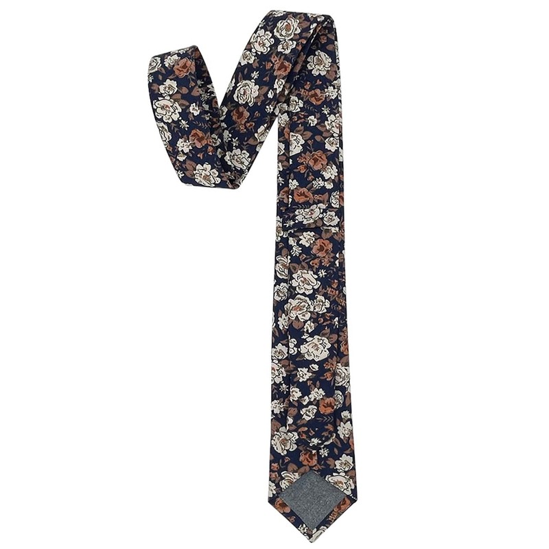Kebocis Corbata de algodón para niños, Floral Azul Marino #4,