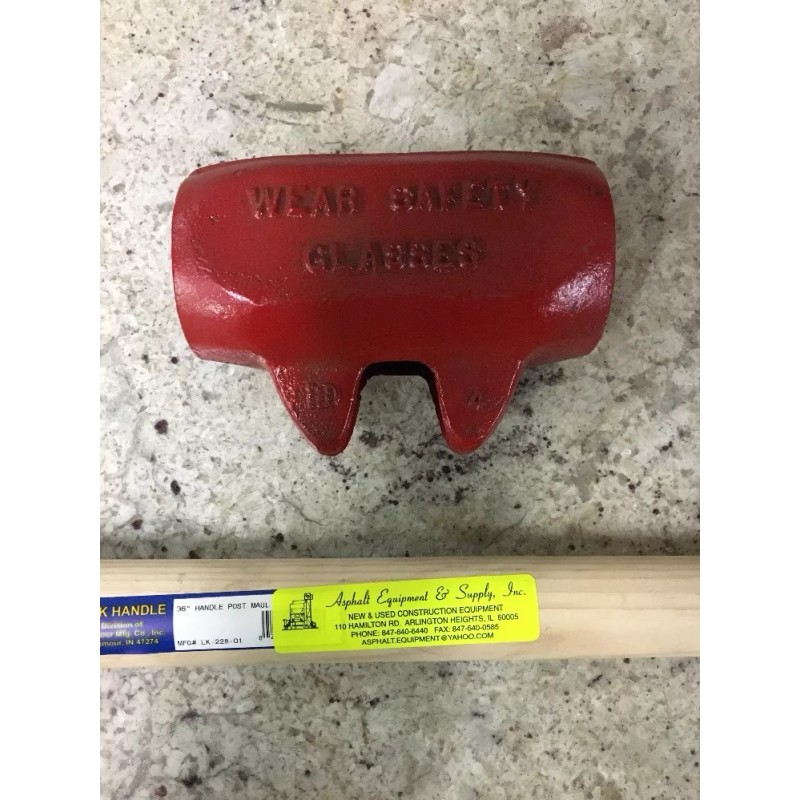 12lbs Concrete Post Maul With 36" Non- Slip Grip Hickory