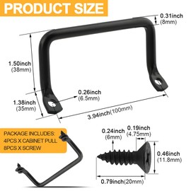 QWLWBU 4 Pcs Serving Tray Handles,Cutting Board Cabinet Hardware Handle Pull,Matte Black Charcuterie Boards Handles,Cutting Board Handles,Drawer Pulls Sliding Door Pulls,4Inch