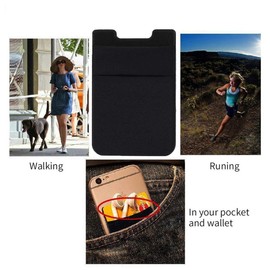 Fulgamo Fulgamo 2Pack Adhesive Phone Pocket,Cell Phone Stick On Card Wallet Sleeve,Credit Cards/ID Card Holder(Double Secure) with Sticker for Back of iPhone,Android and All Smartphones-Black