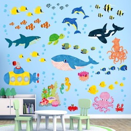 DECOWALL DS9-2014 Under The Sea Kids Wall Stickers Decals Peel and Stick Removable for Nursery Bedroom Living Room Art murals Decorations