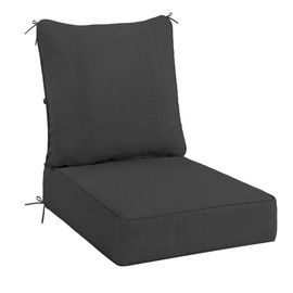 Sundale Outdoor Olefin Deep Seat Cushion, Patio Chair Cushion and Pillow, Water-Resistant Sectional Sofa Pad with Straps Dark Gray, 23 x 26 x 6 Inches