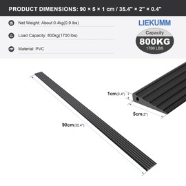 LIEKUMM 1cm Rise Threshold Ramp, Cuttable PVC Wheelchair Ramp for Threshold Transition Strip, 800kg Capacity Door Strip Trim Kerb Ramp for Doorways, Driveways, Bathroom (Black)