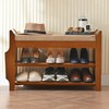PETKABOO 2 Tier Shoe Bench, Bamboo Shoe Rack Bench, Shoe