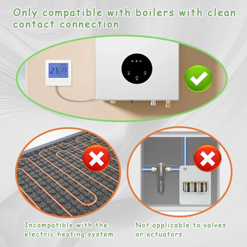 Surplex Digital Gas Boiler Thermostat, Programmable Digital Thermostat for Home