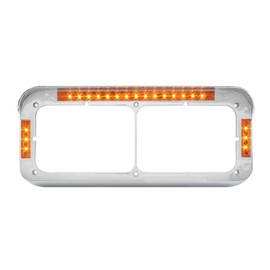 GG Grand General 87595 Chrome Plastic Dual Rectangular Headlight Bezel with Visor 21 LED Amber/Amber