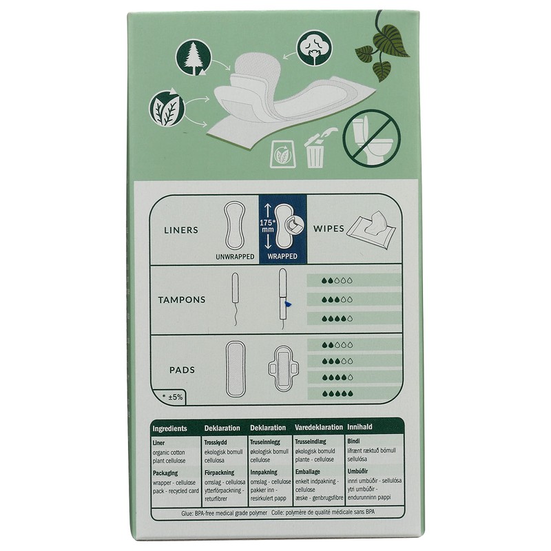 Natracare Organic Long Wrapped Panty Liners 16 pcs