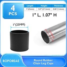 BOPOREAE 4 Pcs 1" Round Rubber Chair Leg Caps, PVC Table Leg Covers, Flexible & Anti-Slip Furniture Leg End Caps, Chair Leg Floor Protectors for Bar Stool Leg Patio Indoor, Black