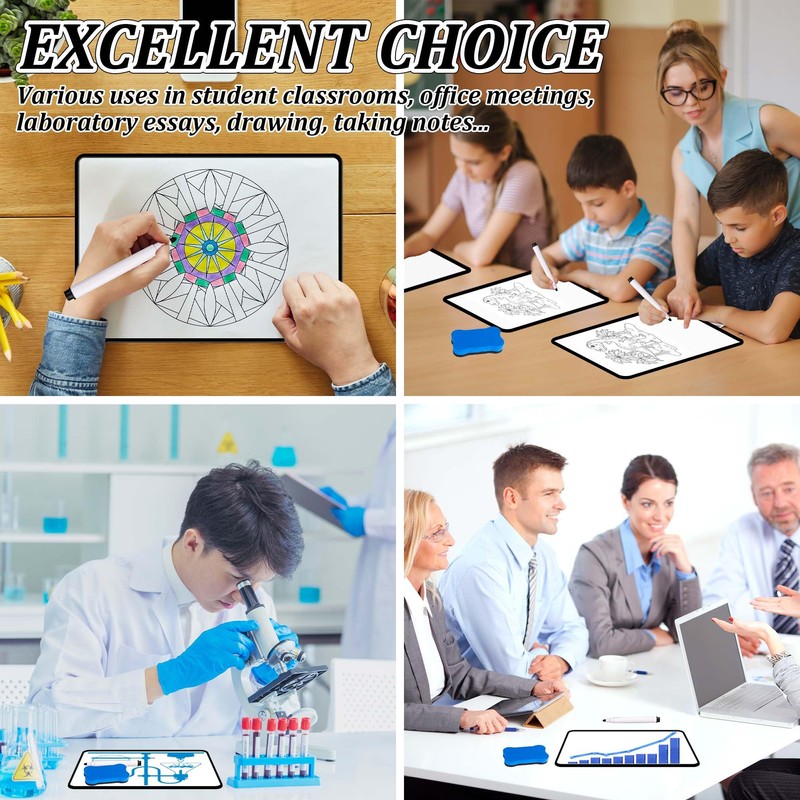 YUNAI Small Whiteboards A4, 2PCS Double Sided Mini Whiteboard with