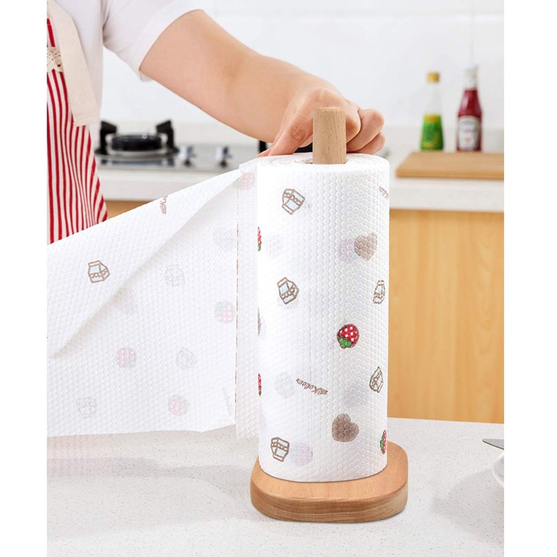 Kitchen Roll Holder, Freestanding Wooden Kitchen Roll Stand, Non-Slip Paper