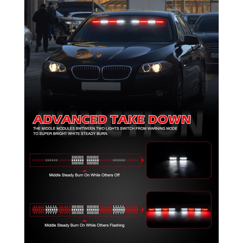 HLauto 604N Emergency Dash Strobe Lights: 2x16.8 inch Red White
