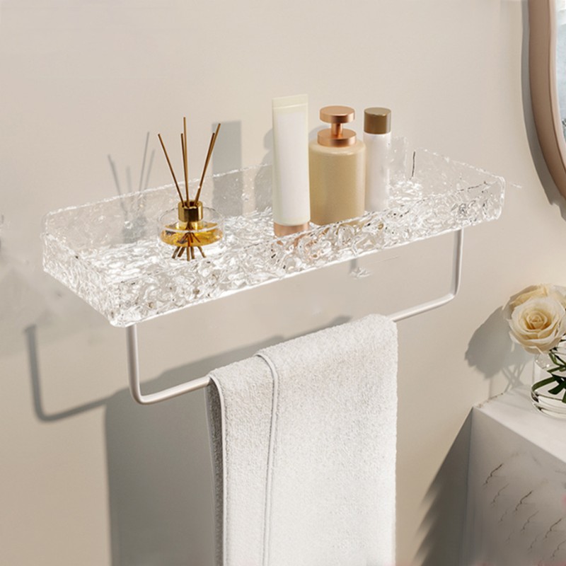 Acrylic Bathroom Shelves Light Luxury Modern Clear Stone Pattern Punch